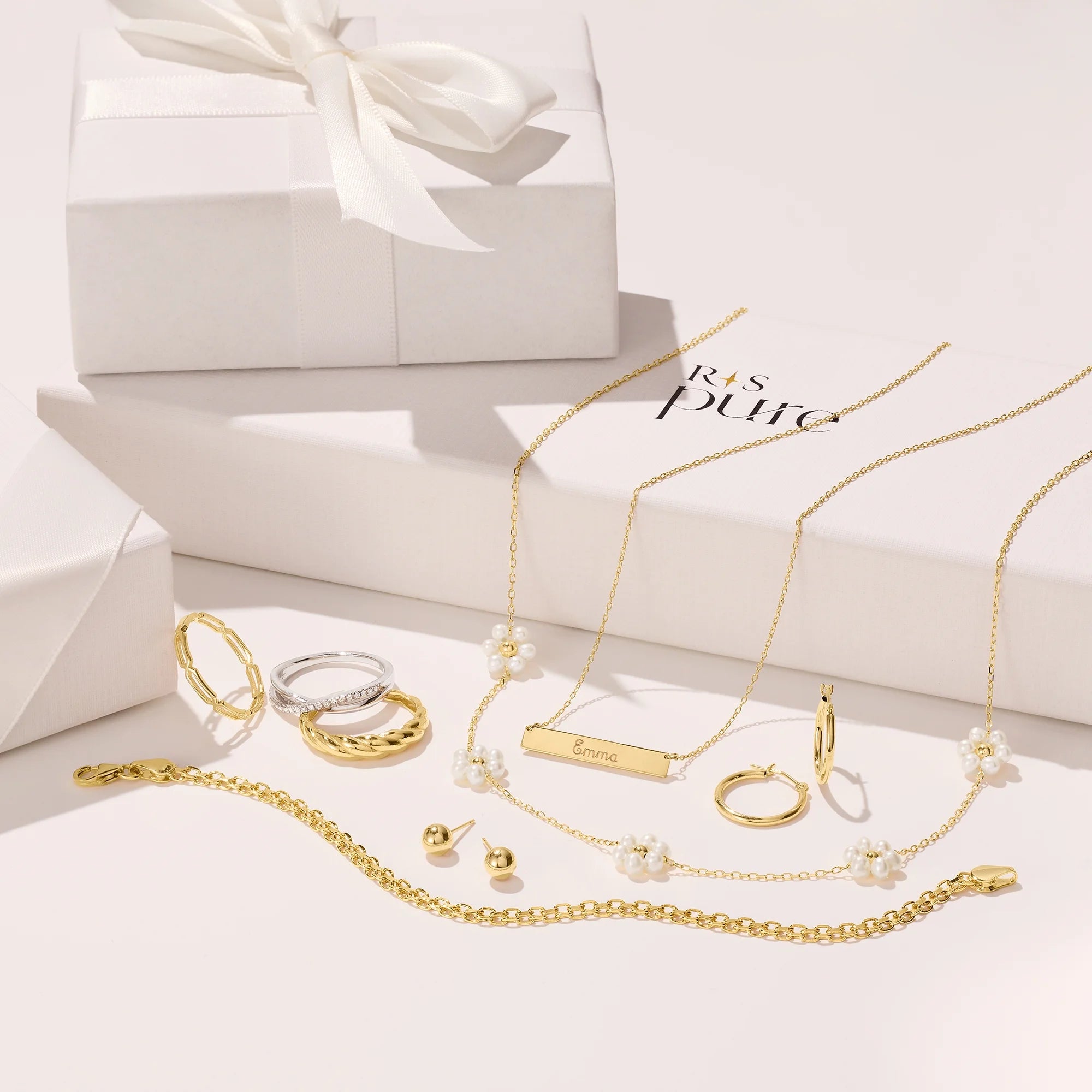 Pure Collection Italian 14K Yellow Gold Bismark-Link Bracelet for Women