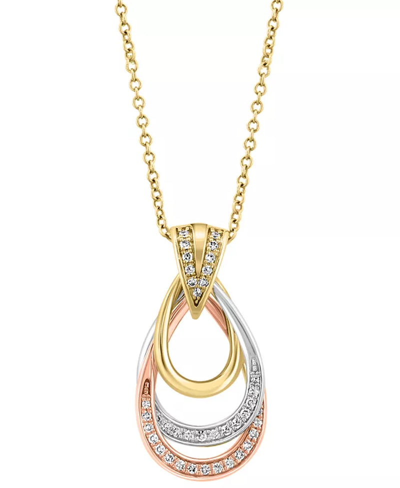 EFFY® Diamond Interlocking Open Drop Pendant Necklace – 1/6 Ct. T.W., 14K Tricolor Gold