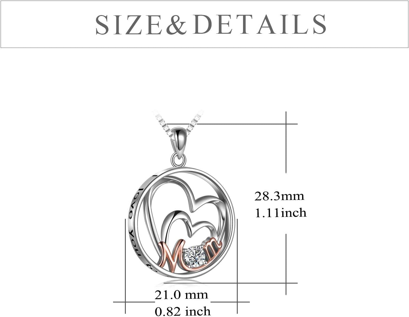 Mother’s Day Gift – Sterling Silver Mother & Daughter Pendant Necklace, Heart Jewelry for Mom, Nana, Wife, or New Mother