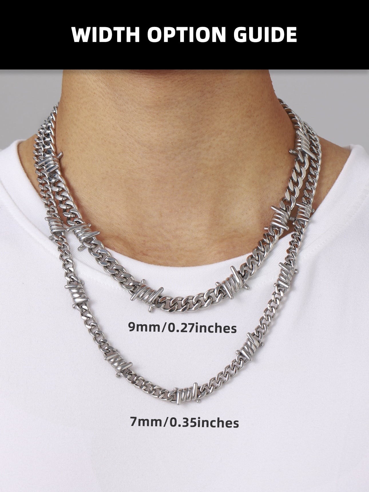 7MM Cuban Link Thorns Choker Necklace – Barbed Wire Design, Hip-Hop Punk Jewelry for Men