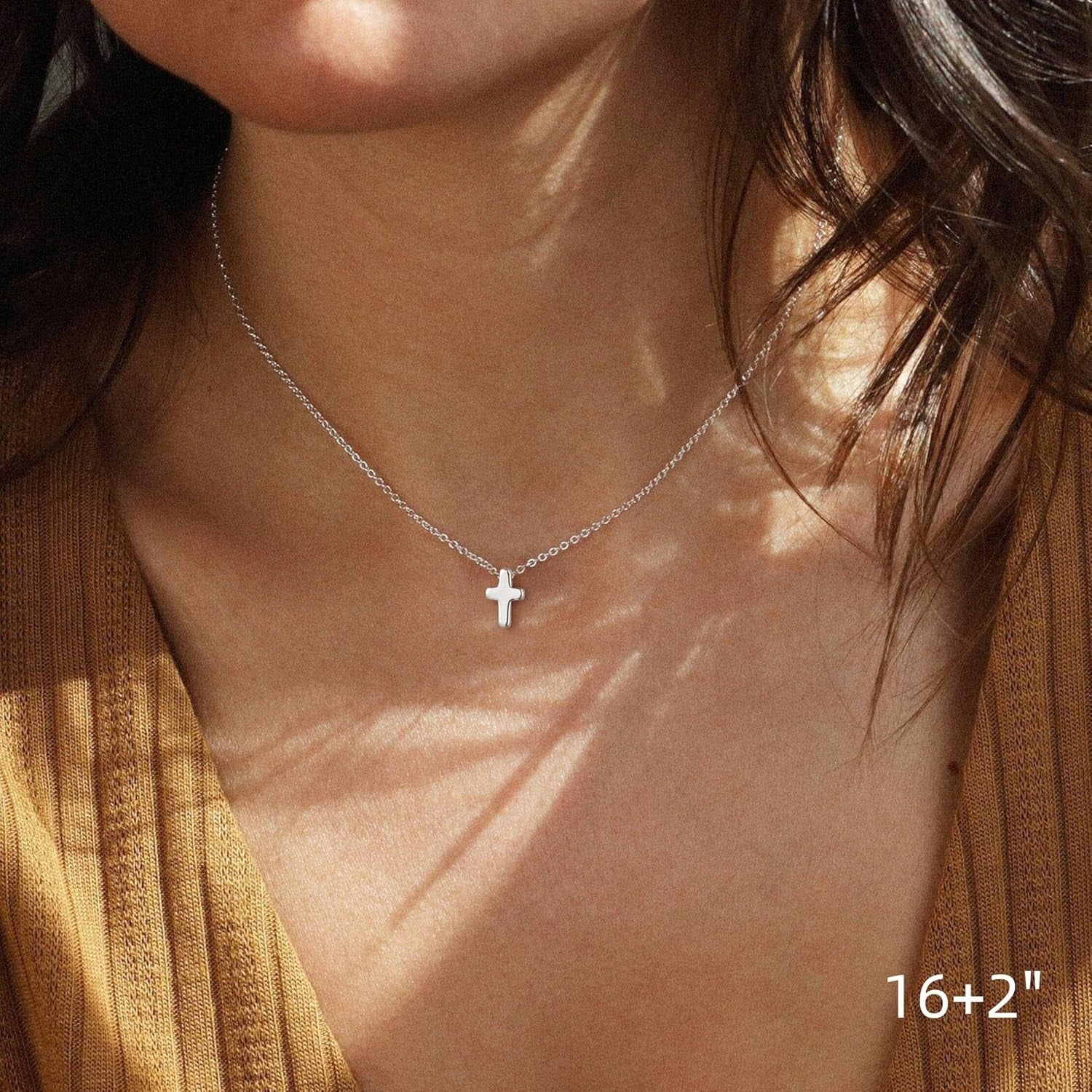 Cross Necklace for Women – Bubble 3D Sideways Cross Pendant: