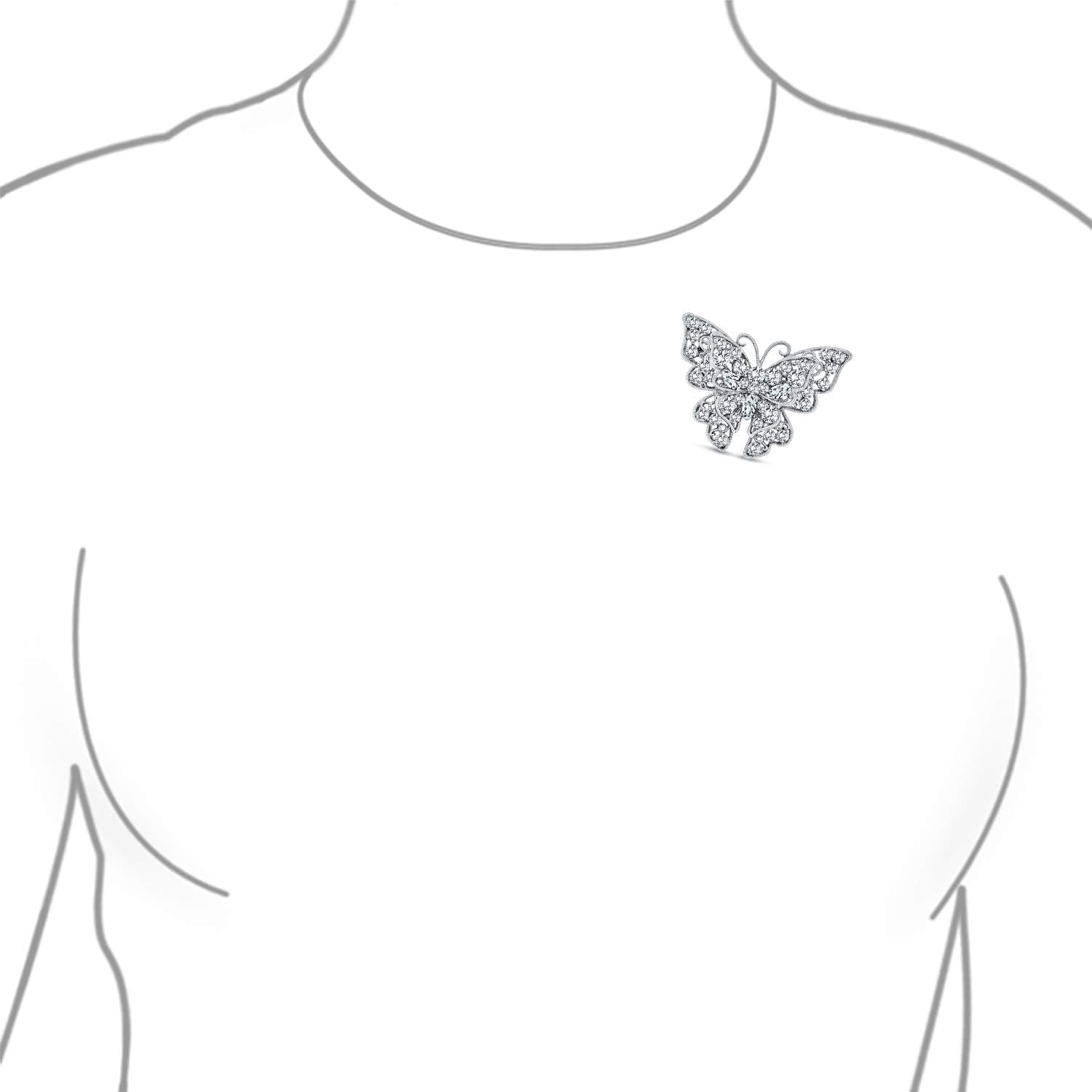 Large Statement Butterfly & Dragonfly Brooch – Crystal Accent Scarf Pin for Women & Teens | Silver or Gold Plated