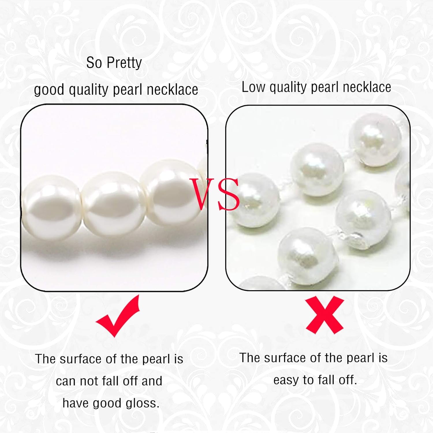 Long Cream White Faux Pearl Necklace – Layered Strand Costume Jewelry for Women
