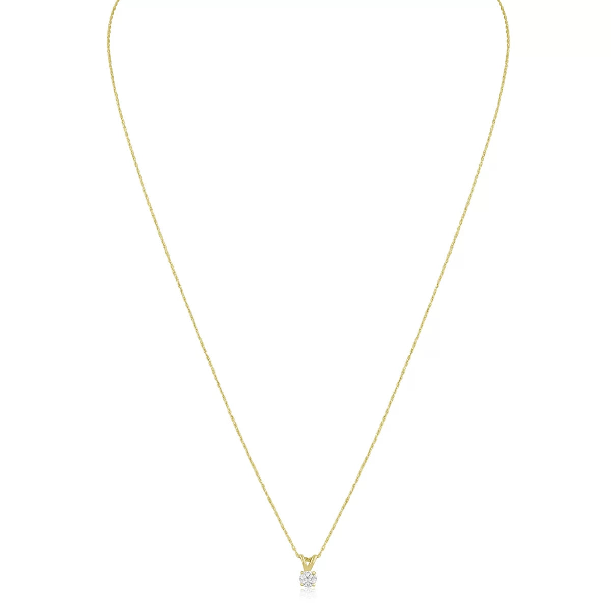 14K Yellow Gold 1/6 Ct Diamond Solitaire Necklace – 18" Women’s Pendant