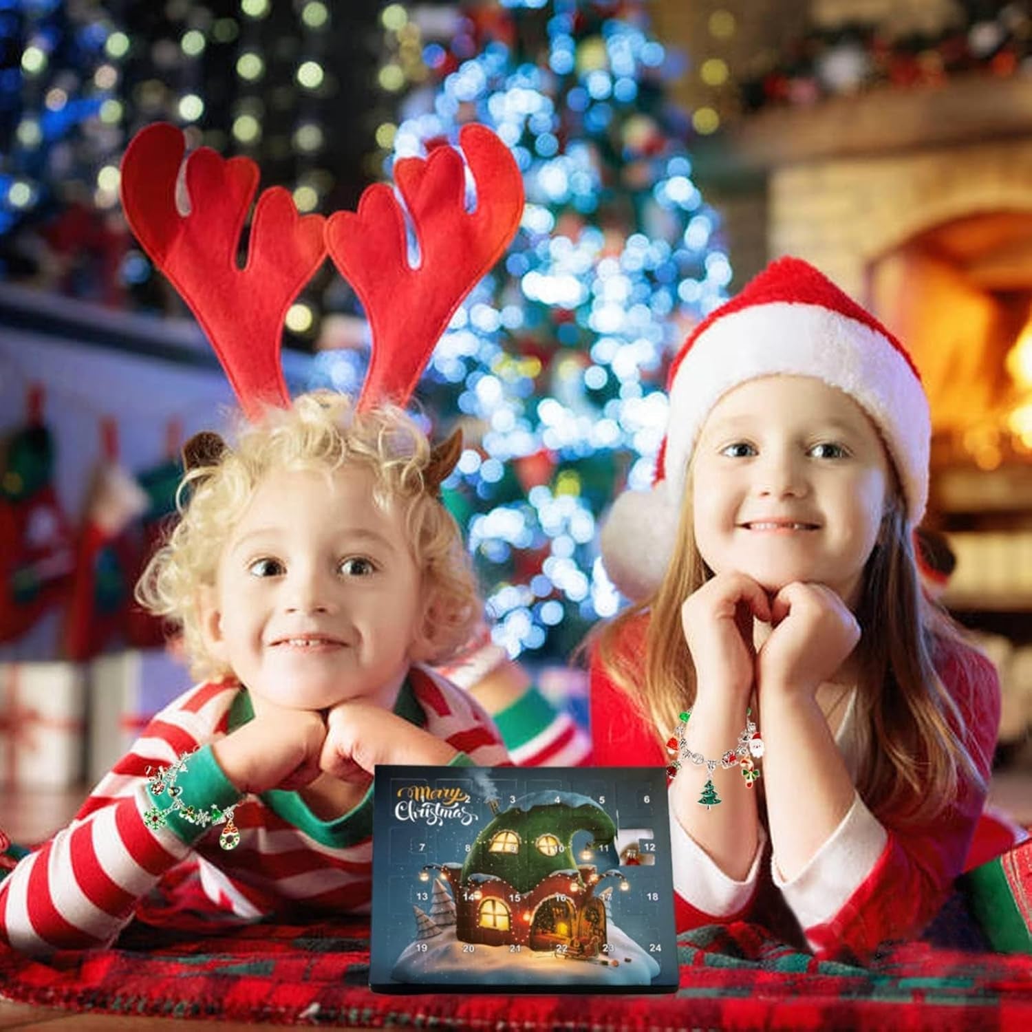 Christmas Advent Calendar Bracelets 2025 for Girls – 24 Days Xmas Countdown Kit