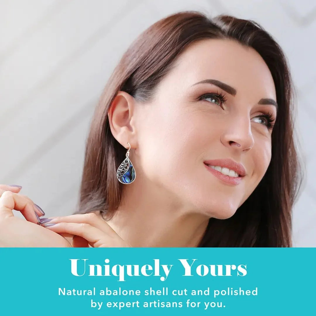 Abalone Shell Earrings for Women – Boho Beach Style in 925 Sterling Silver