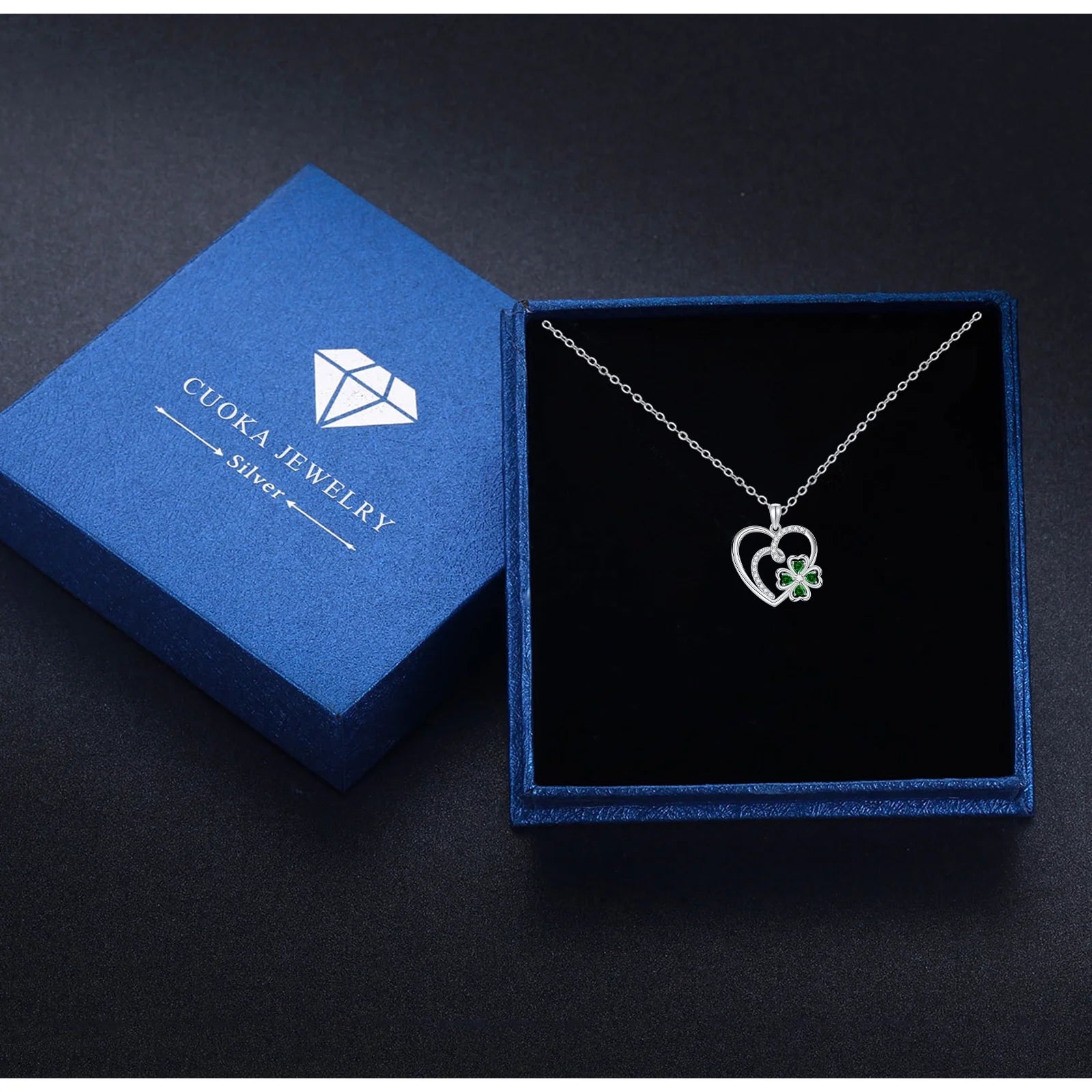 925 Sterling Silver Heart Necklace for Women – 4 Leaf Clover Pendant Jewelry Gift for Mom, Daughter, or Wife – Mother’s Day, Birthday, or Anniversary