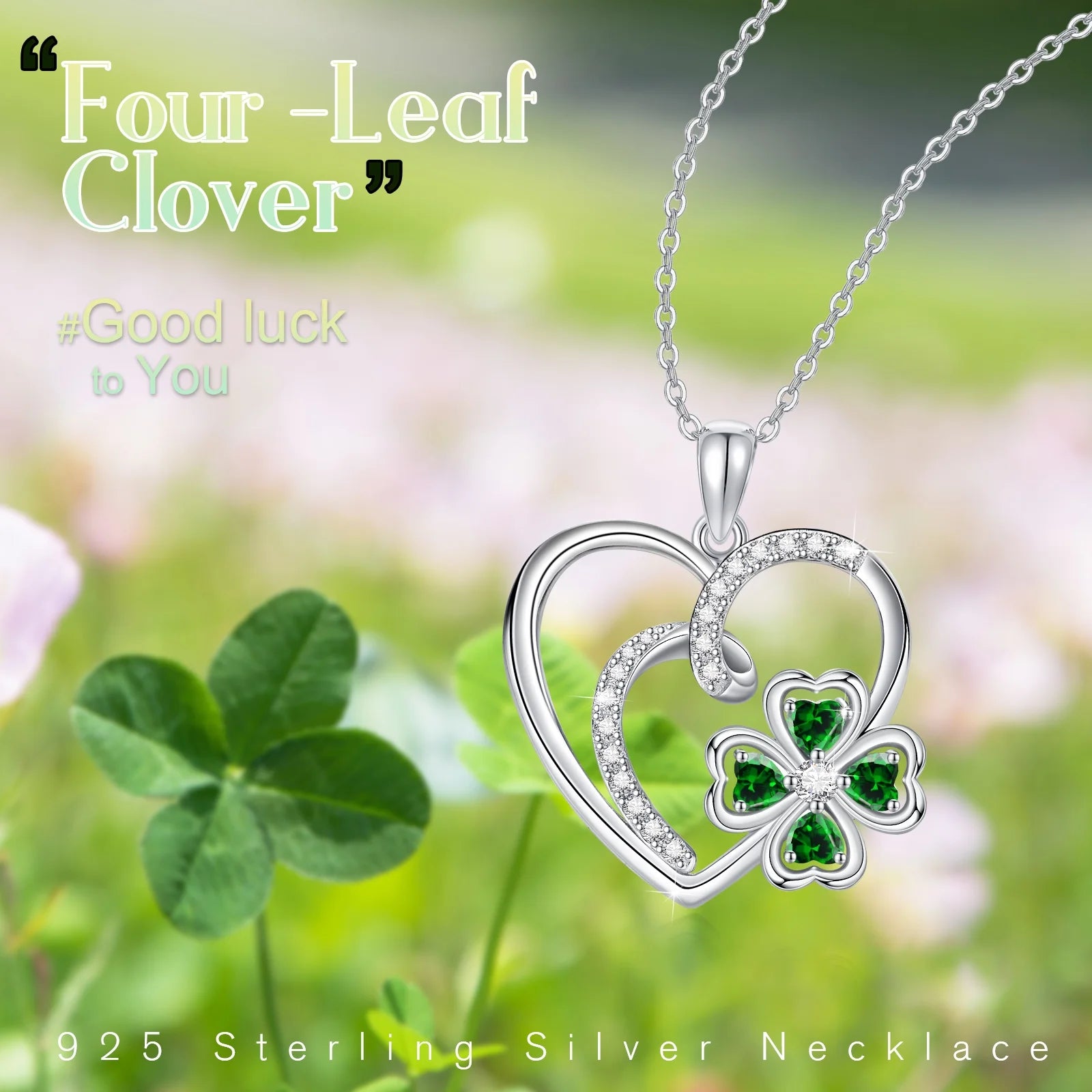 925 Sterling Silver Heart Necklace for Women – 4 Leaf Clover Pendant Jewelry Gift for Mom, Daughter, or Wife – Mother’s Day, Birthday, or Anniversary