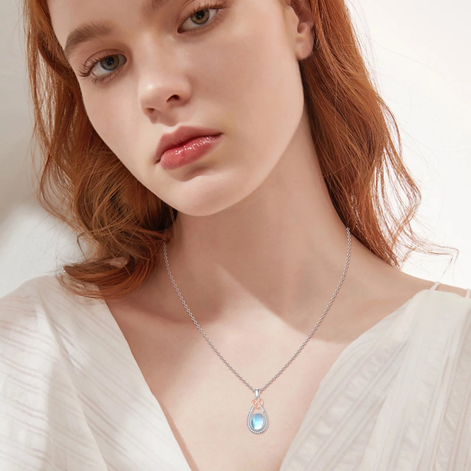 Moonstone Teardrop Necklace – 925 Sterling Silver Pendant for Women, Mom, Daughter, Niece, Wife – Birthday Jewelry Gift