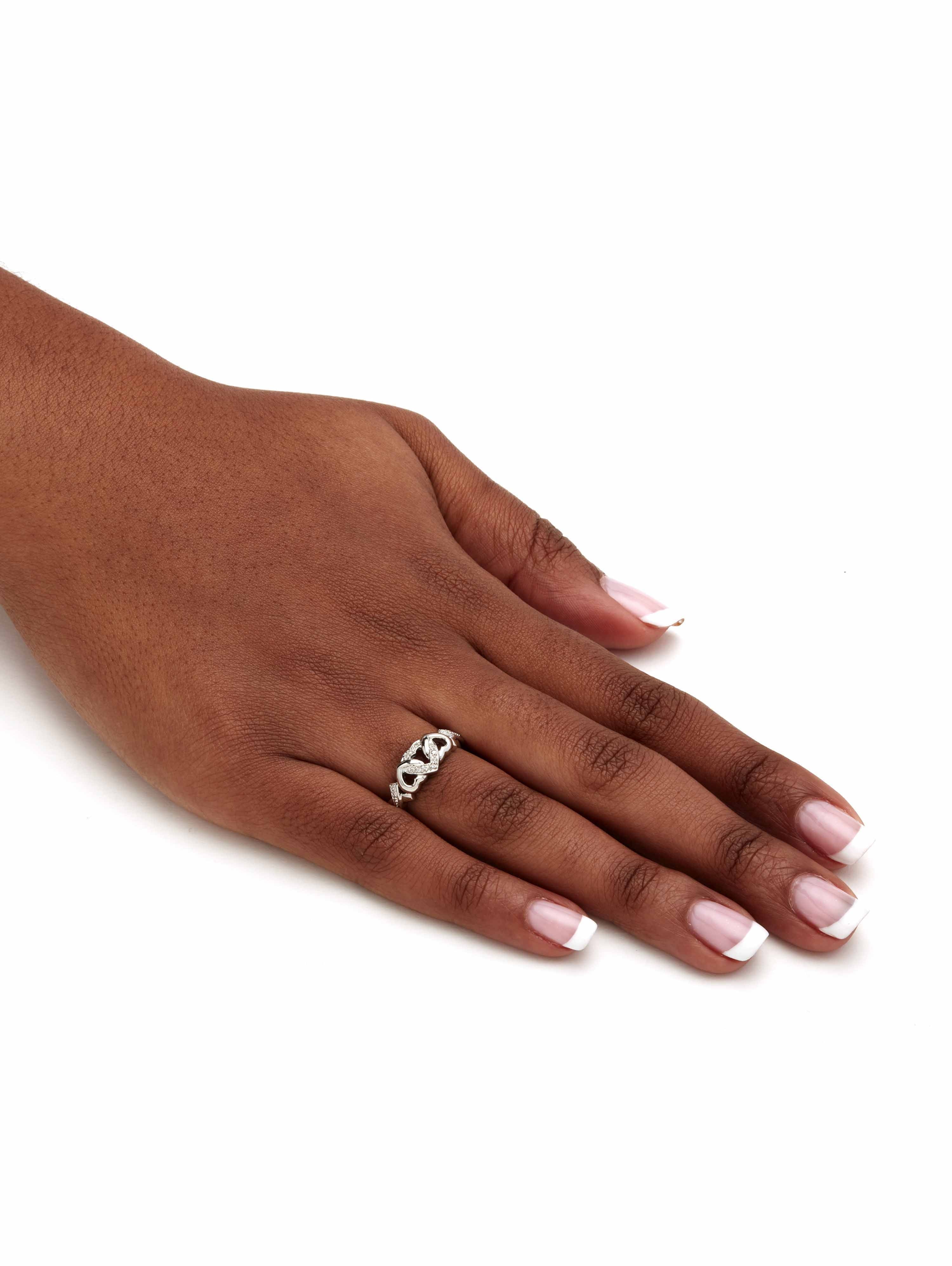 Diamond Accent Interlocking Hearts Promise Ring – 18K Gold or Platinum Plated over Sterling Silver | Romantic Jewelry for Her