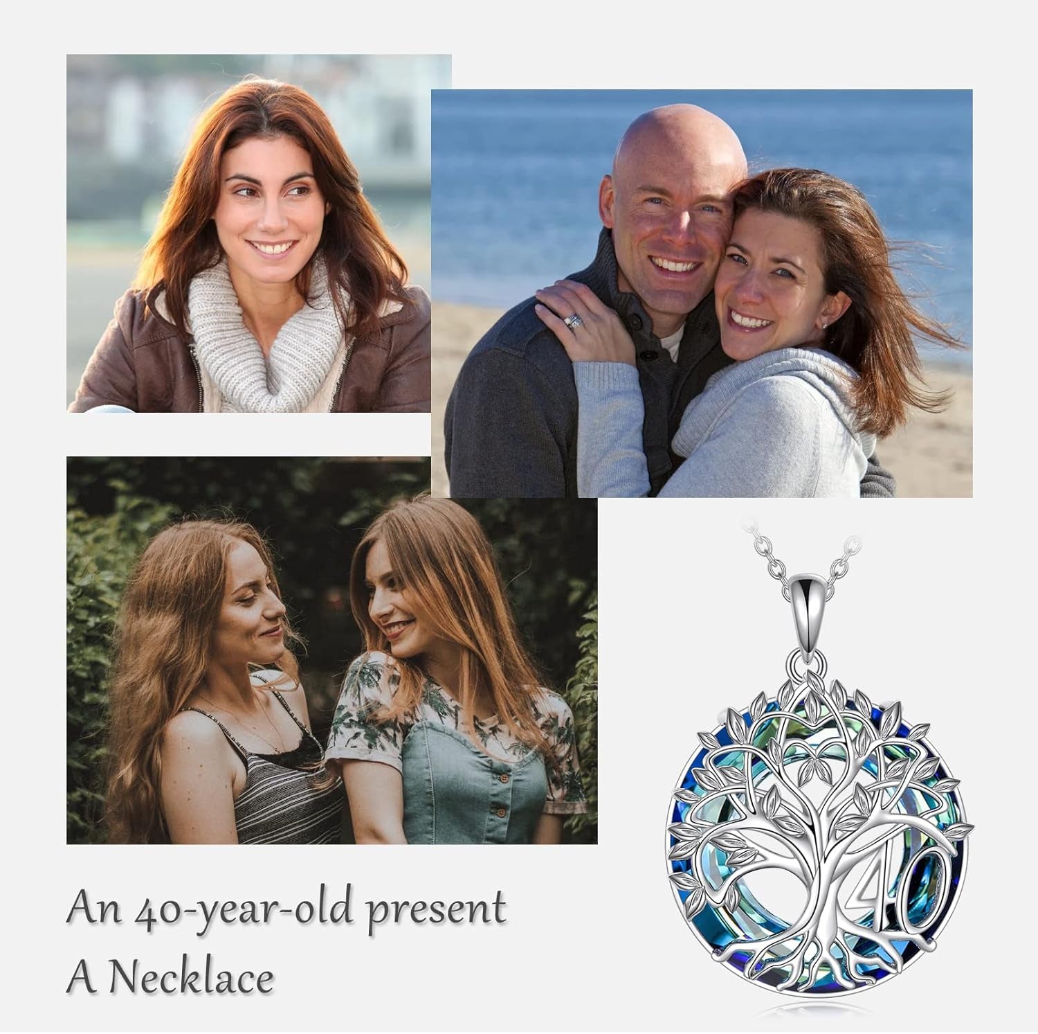 🎂 Birthday Gifts Necklace for Women – Sterling Silver Tree of Life Necklace with Blue Crystal | 16th 18th 30th 40th 50th 60th 70th 80th 90th 100th Birthday Gift | Mother’s Day & Christmas Jewelry for Mom, Wife, Women