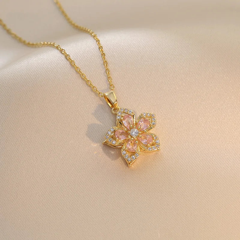 Eternal Bloom Rotatable Flower Necklace – A Romantic Spin on Timeless Elegance