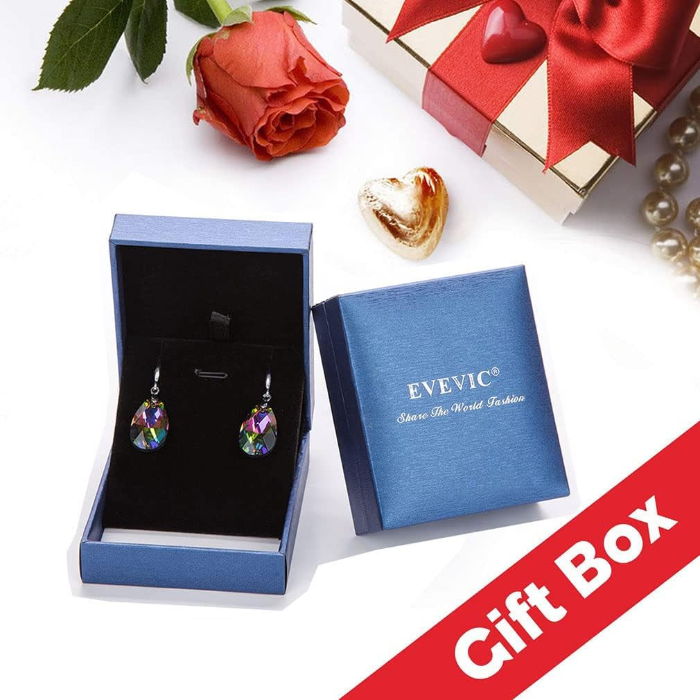 Austrian Crystal Teardrop Dangle Hook Earrings for Women – 14K Gold Plated, Hypoallergenic Jewelry