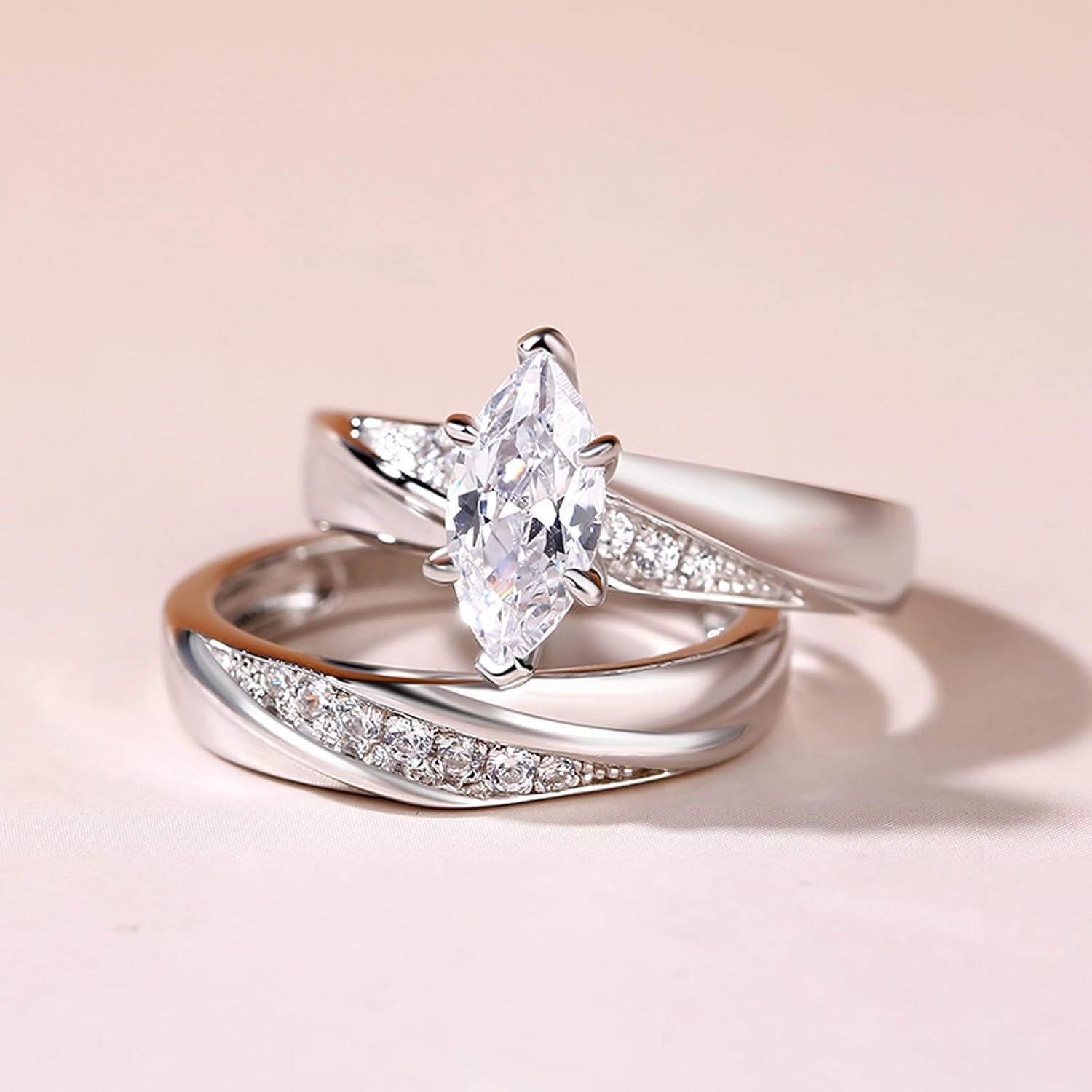 Bridal Wedding & Engagement Ring Set for Women – 925 Sterling Silver with 1.6Ct Center Stone + 0.32Ct Side Accents