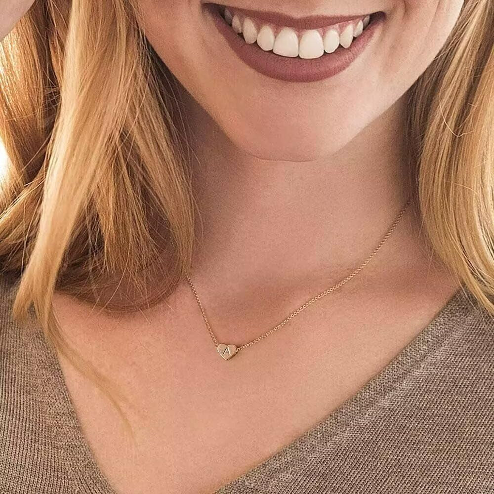 Heart Initial Necklaces for Women & Girls – 14K Gold Filled: