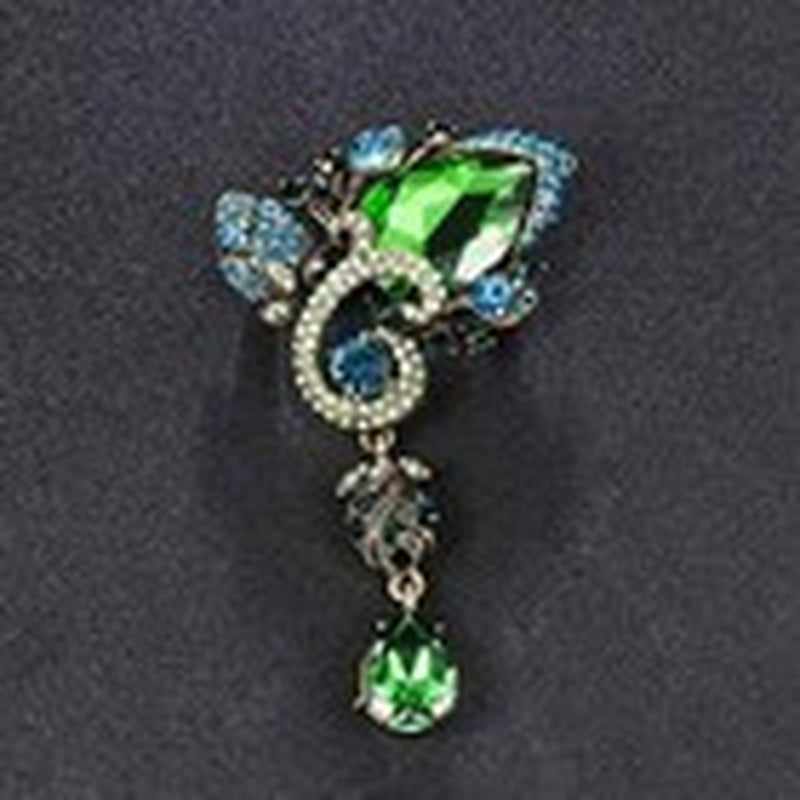 Ezing 4-Piece Large Rhinestone Crystal Brooch Set – Fashion Green Statement Pins