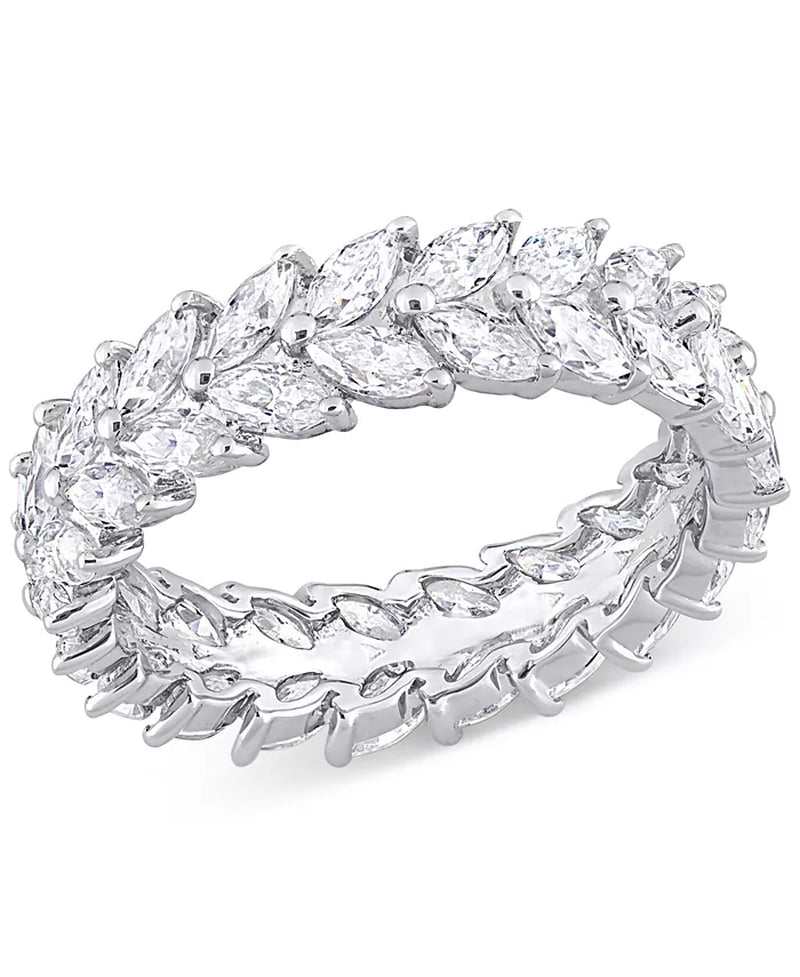 Moissanite Marquise Eternity Band (4-1/5 Ct. T.W.) in Sterling Silver
