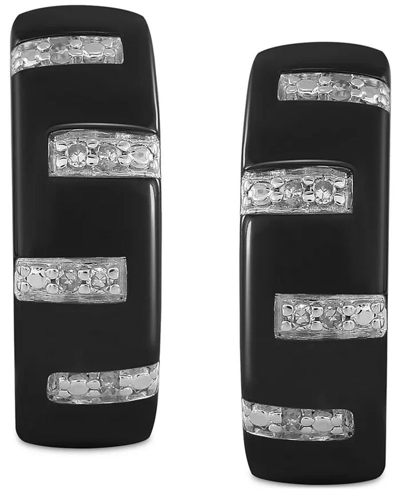 Men’s Diamond Zigzag Small Hoop Earrings (1/20 Ct. T.W.), 15mm – Also Available in Black Diamond