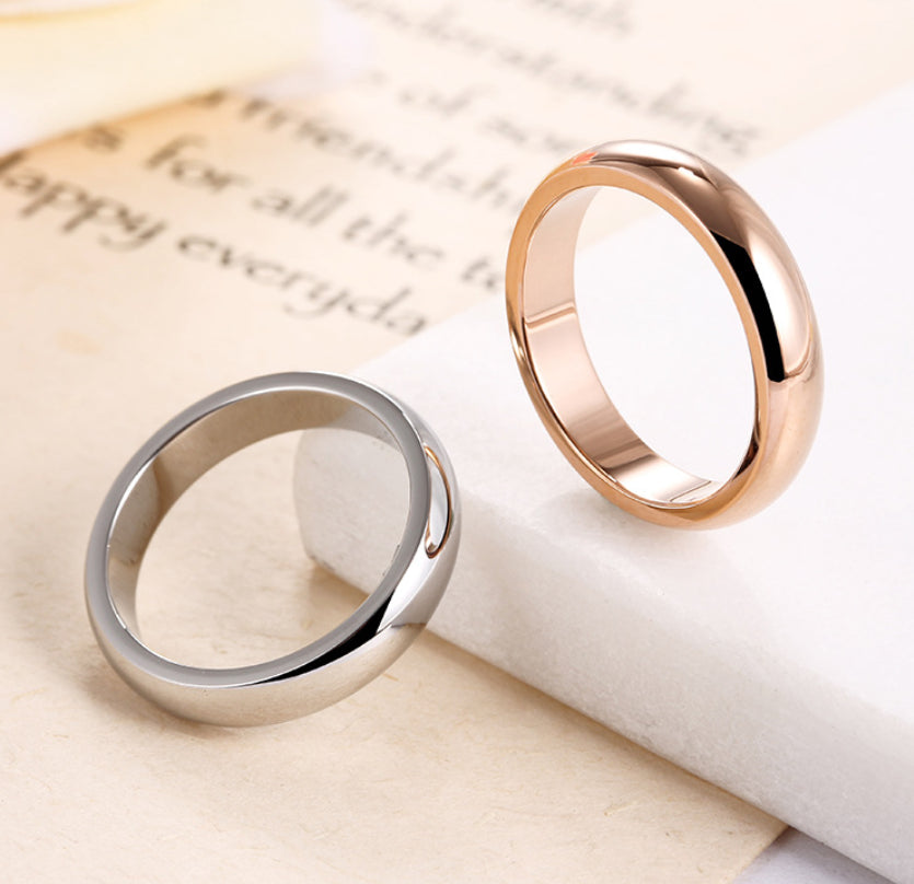 4MM Silver/Gold Plated Stainless Steel Wedding Band Ring – Unisex Sizes 3-13