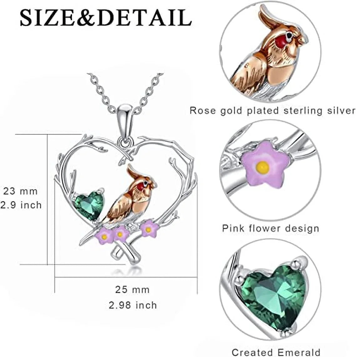 Christmas Robin Bird Pendant Necklace – 925 Sterling Silver Cute Bird Jewelry Gift for Women, Friends & Moms