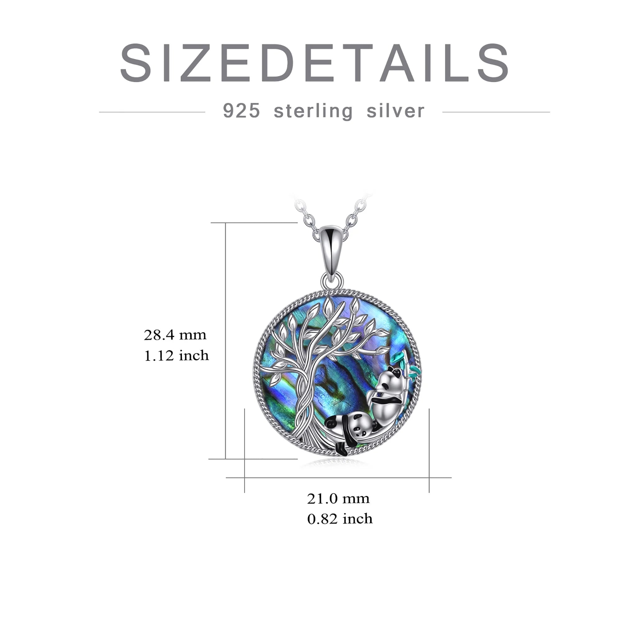 🐼 Tree of Life Panda Necklace – 925 Sterling Silver Abalone Shell Pendant Jewelry for Women & Girls
