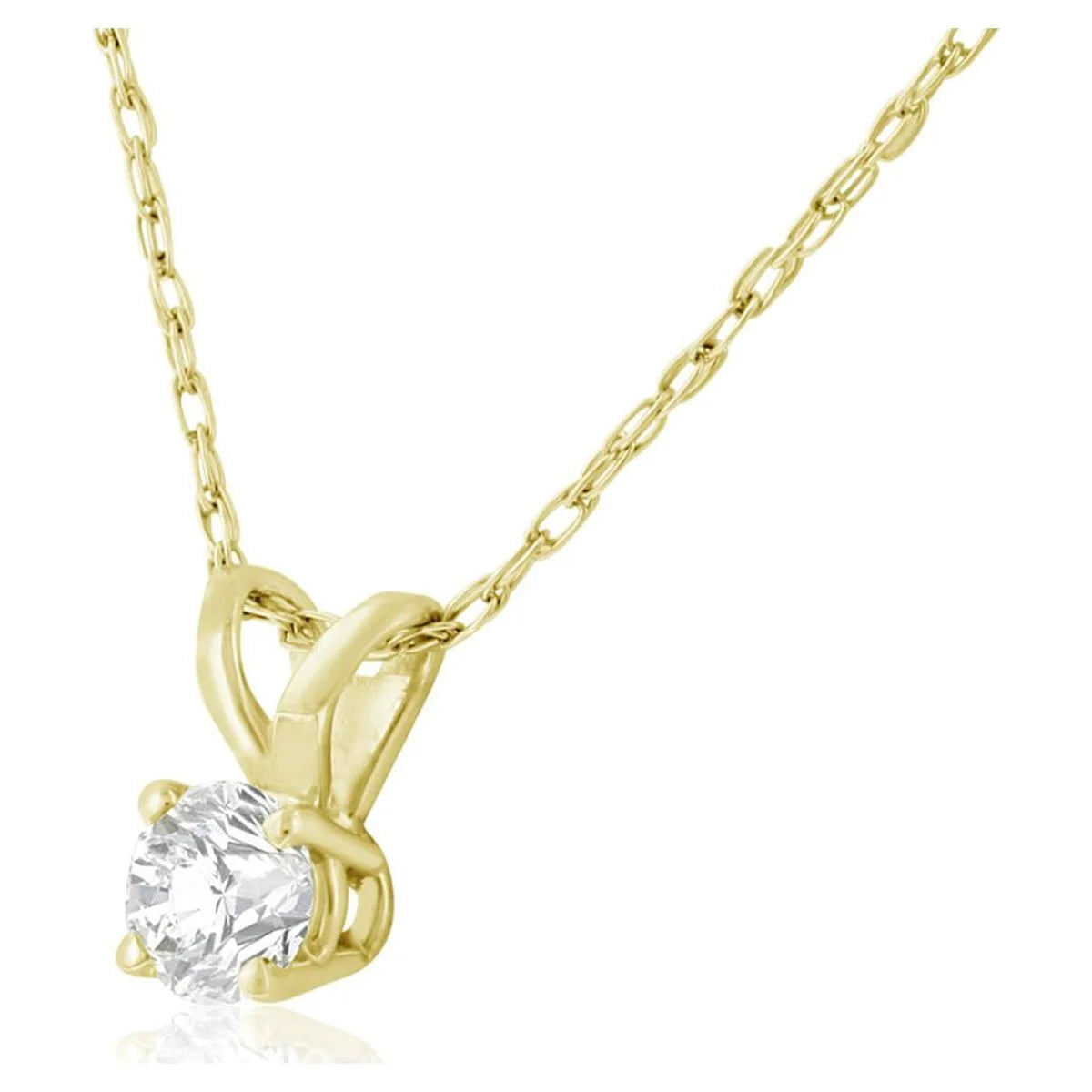 14K Yellow Gold 1/6 Ct Diamond Solitaire Necklace – 18" Women’s Pendant