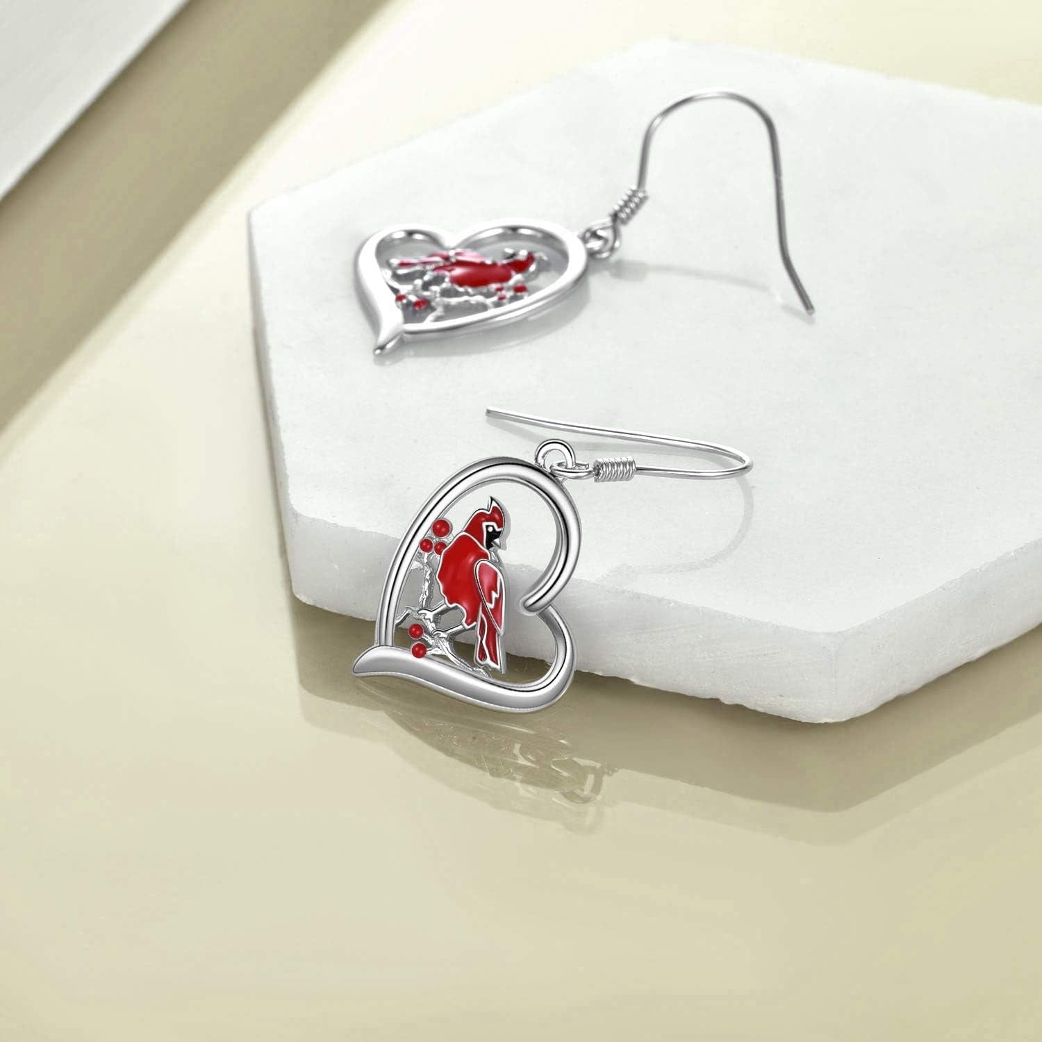 Cardinal Dangle Earrings – Sterling Silver Animal Jewelry Gift for Women