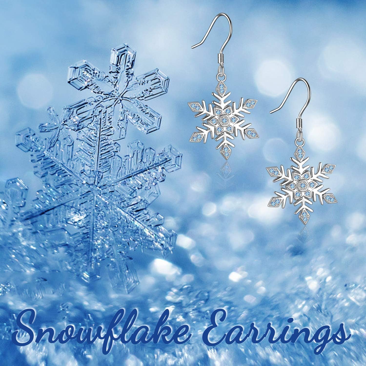 ❄️ Sterling Silver Snowflake Dangle Drop Earrings for Women Elegant Christmas Jewelry Gifts – Perfect Holiday Accessory