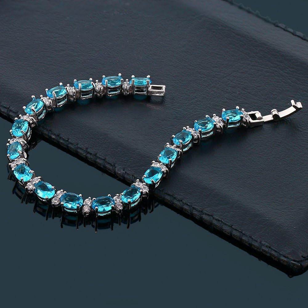 20.00 Ct Oval & Round Cubic Zirconia Tennis Bracelet – 7” for Women