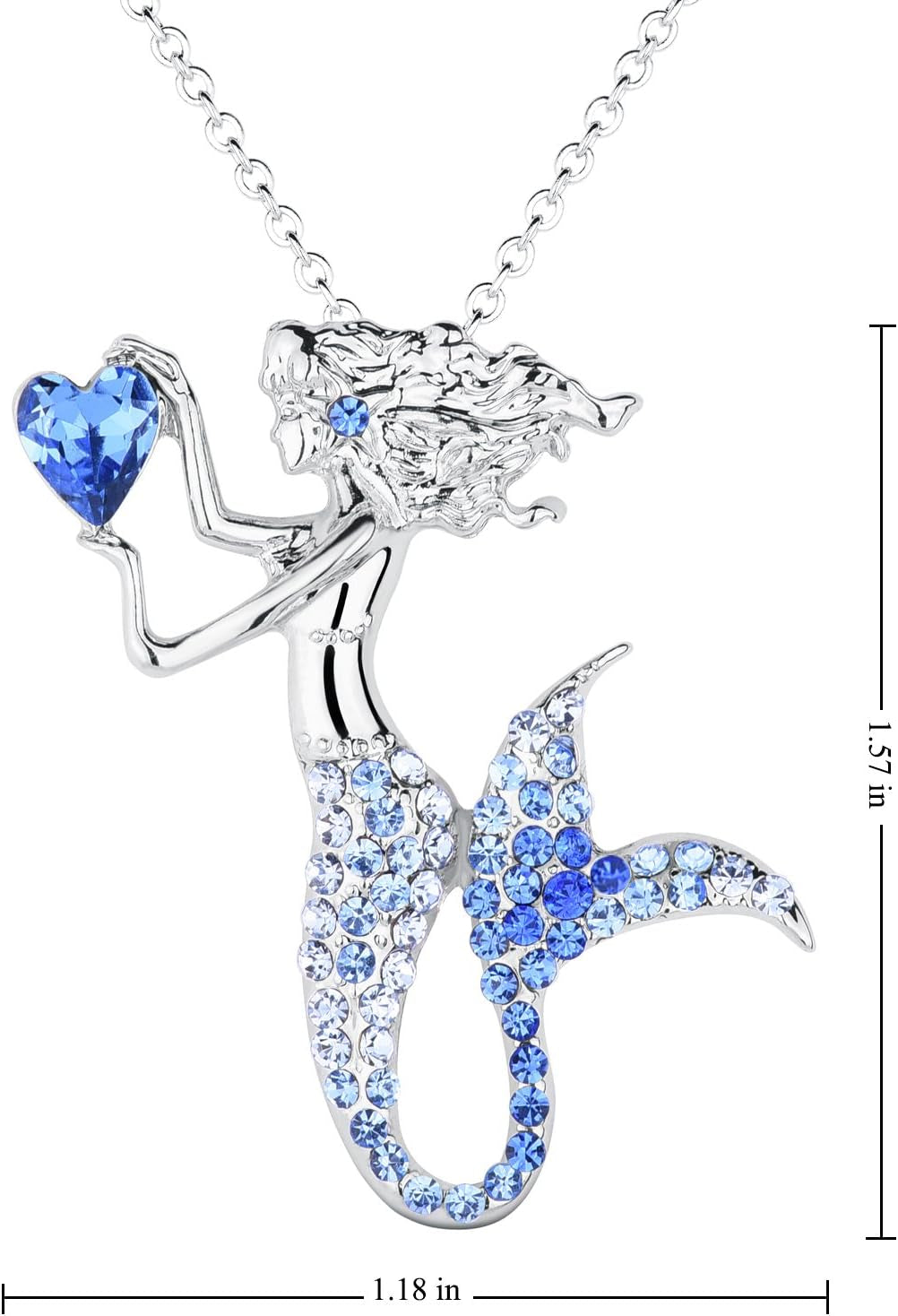 🧜♀️ Fashion Mermaid Birthstone Necklace Jewelry – White Gold Plated Austrian Crystal Pendant
