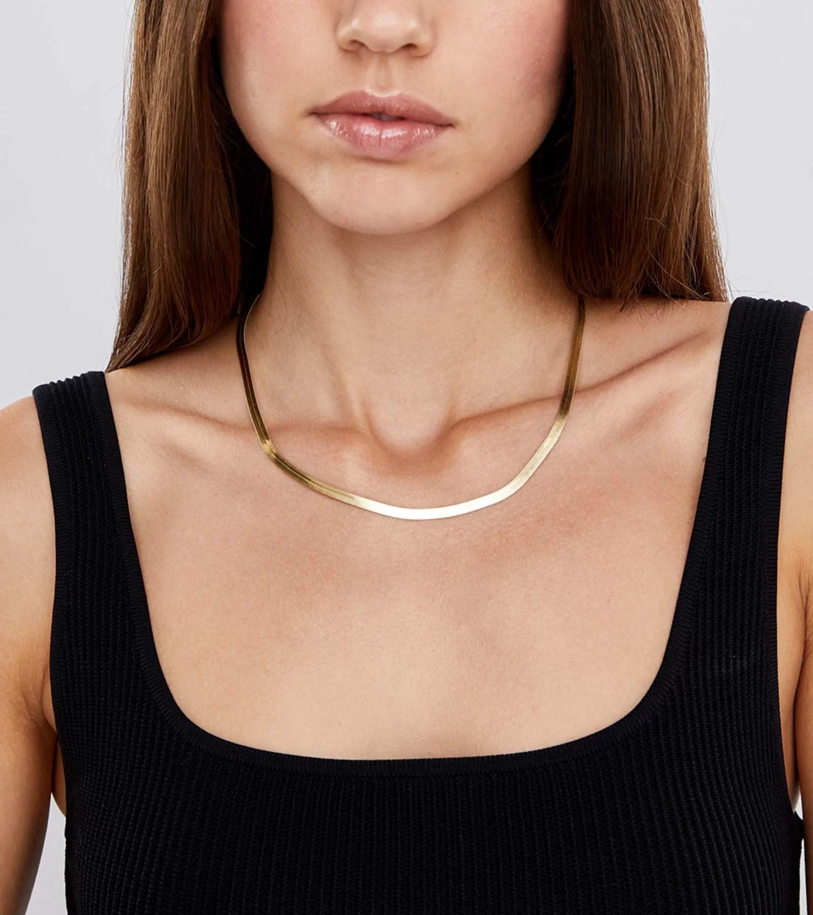 Gold Chain Necklace Collection – 14K Solid Yellow Gold Filled Herringbone & Snake Chains for Women and Men, 4.0mm
