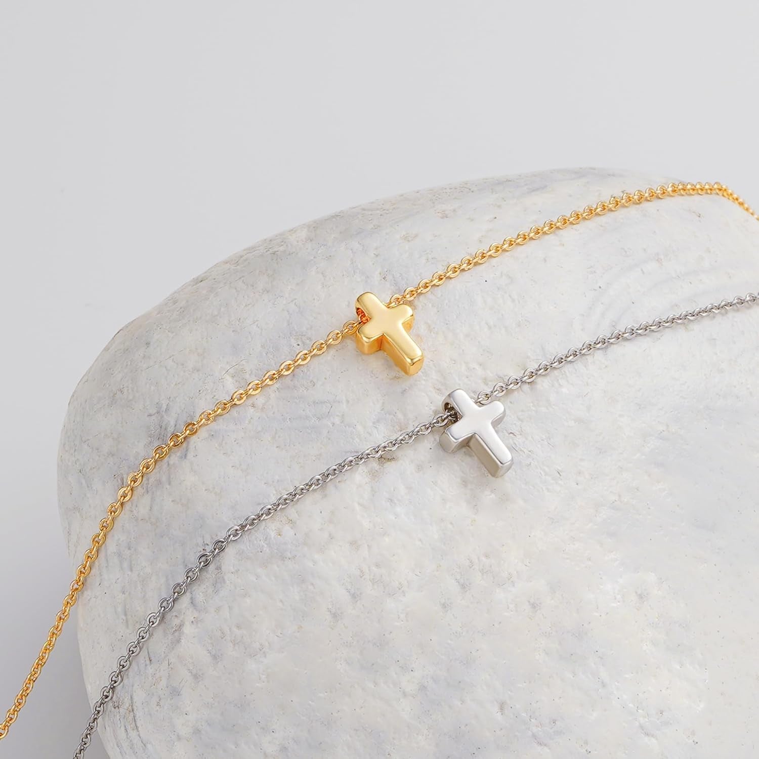 Cross Necklace for Women – Bubble 3D Sideways Cross Pendant: