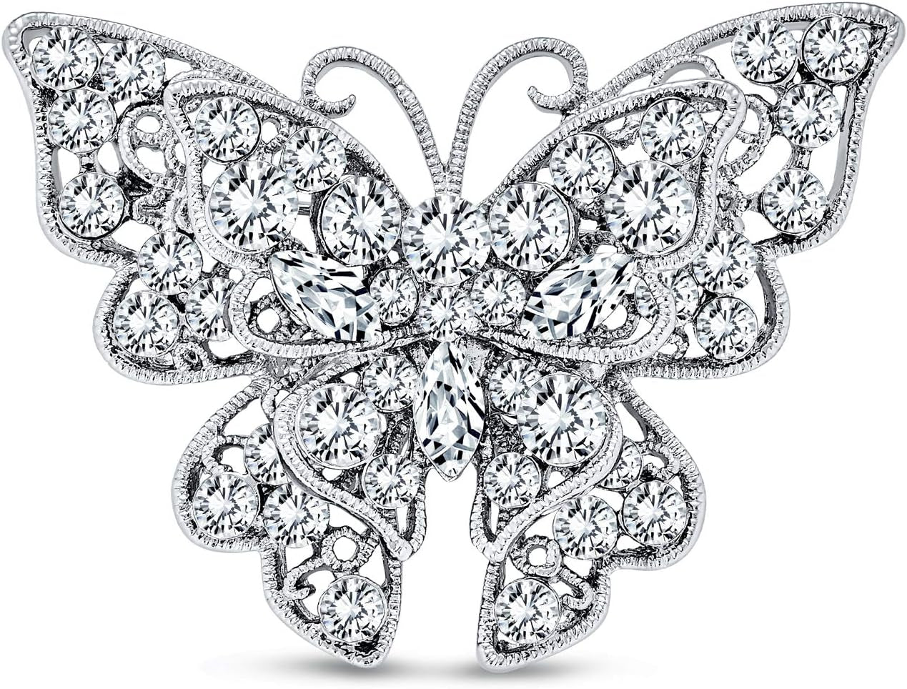 Large Statement Butterfly & Dragonfly Brooch – Crystal Accent Scarf Pin for Women & Teens | Silver or Gold Plated