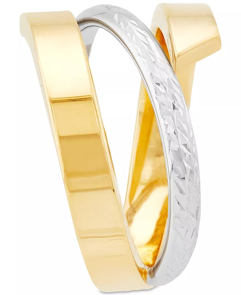Crisscross Open Style Statement Ring – 10K Two-Tone Gold