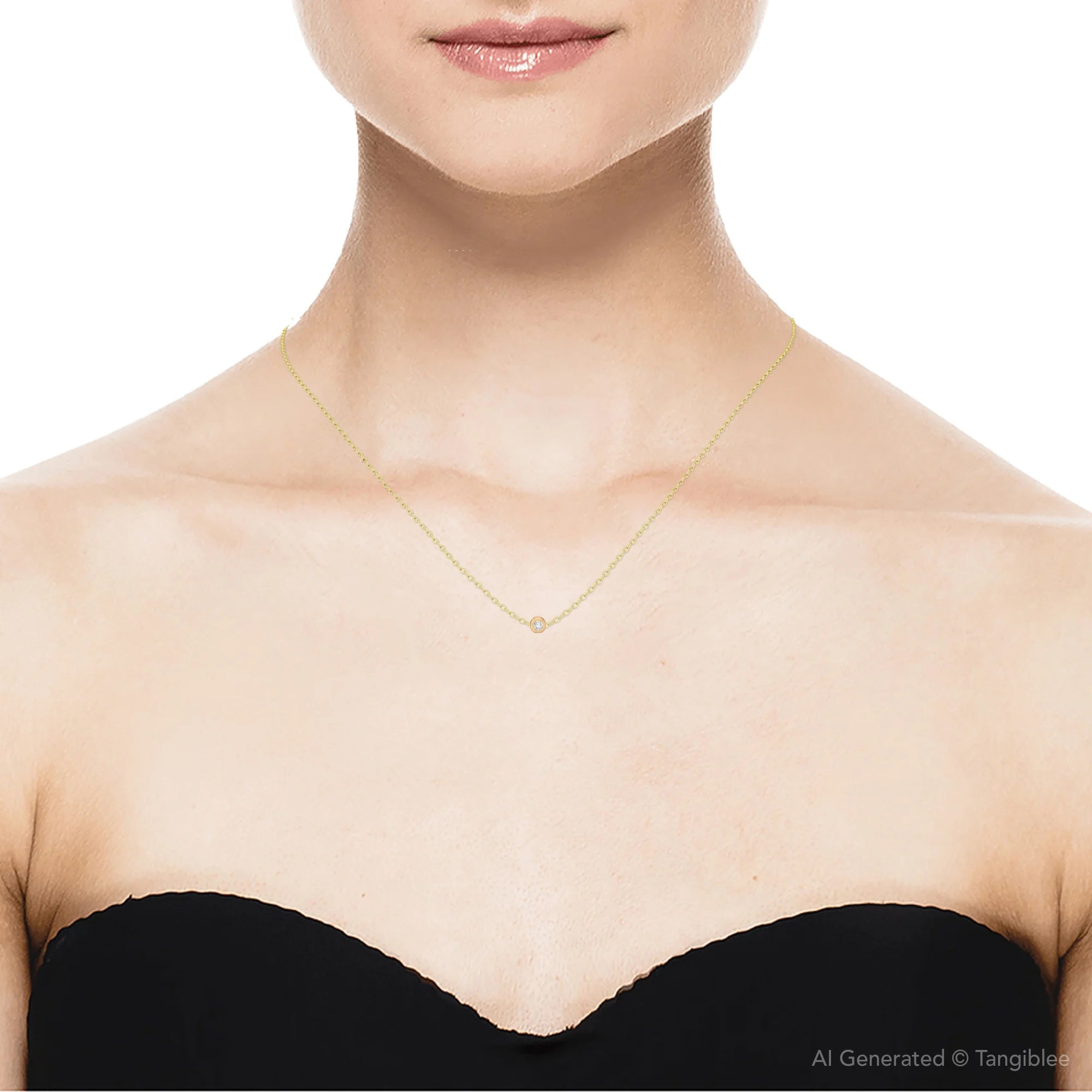 Pompeii 1/3 Ct Diamond Round Brilliant Cut Solitaire Pendant Necklace – 14K Yellow Gold