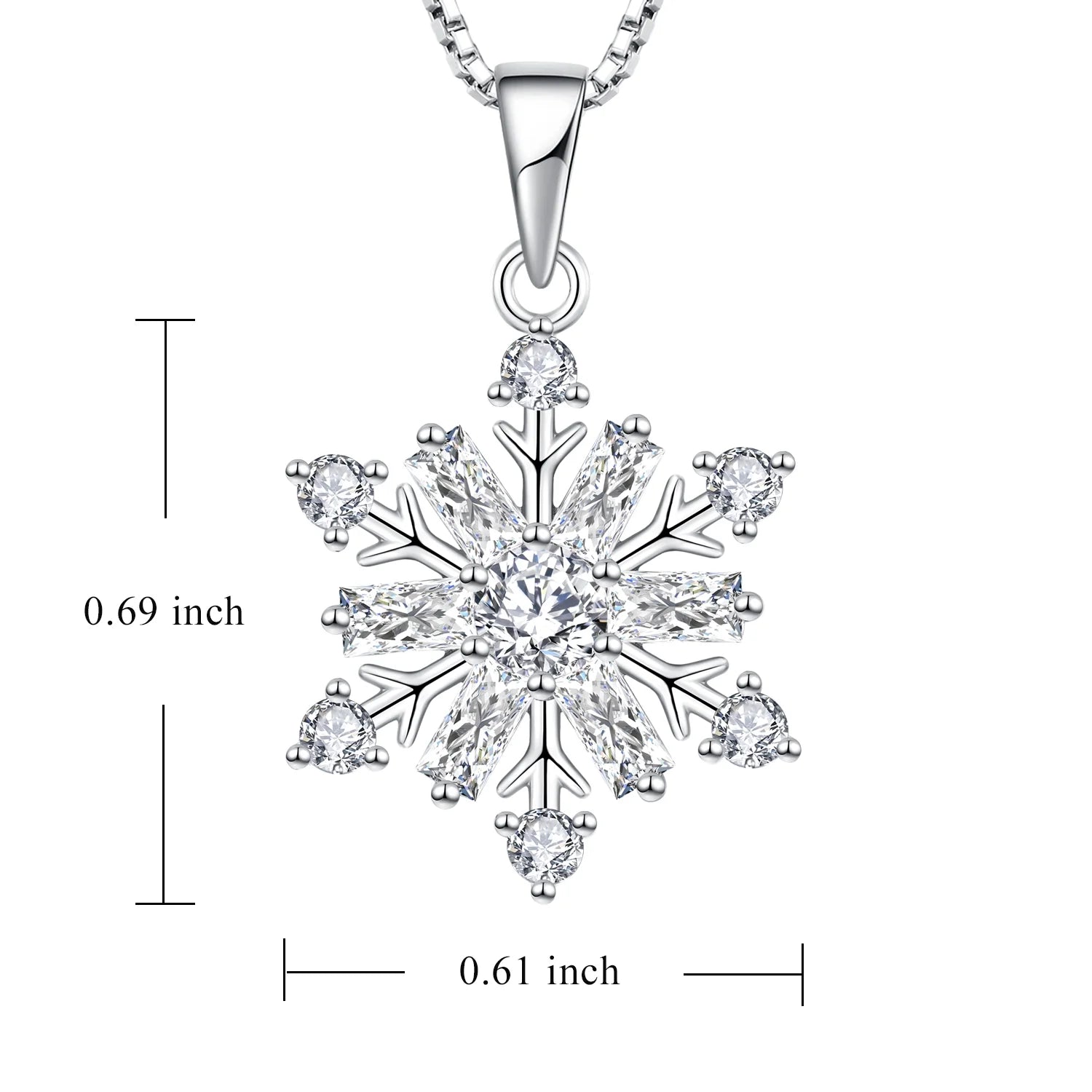 ❄️ 925 Sterling Silver Snowflake Necklace with April Cubic Zirconia Pendant Elegant Christmas Jewelry Gift for Women
