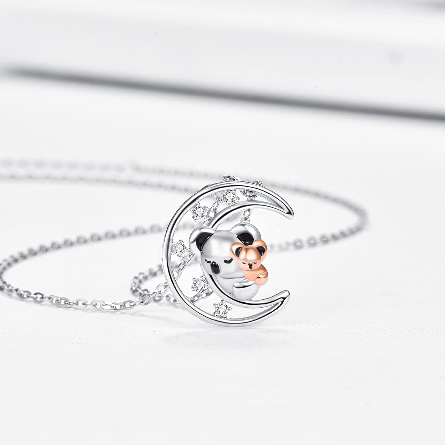 Mother Daughter Koala Bear Necklace – 925 Sterling Silver Animal Pendant Jewelry Gift for Women & Girls