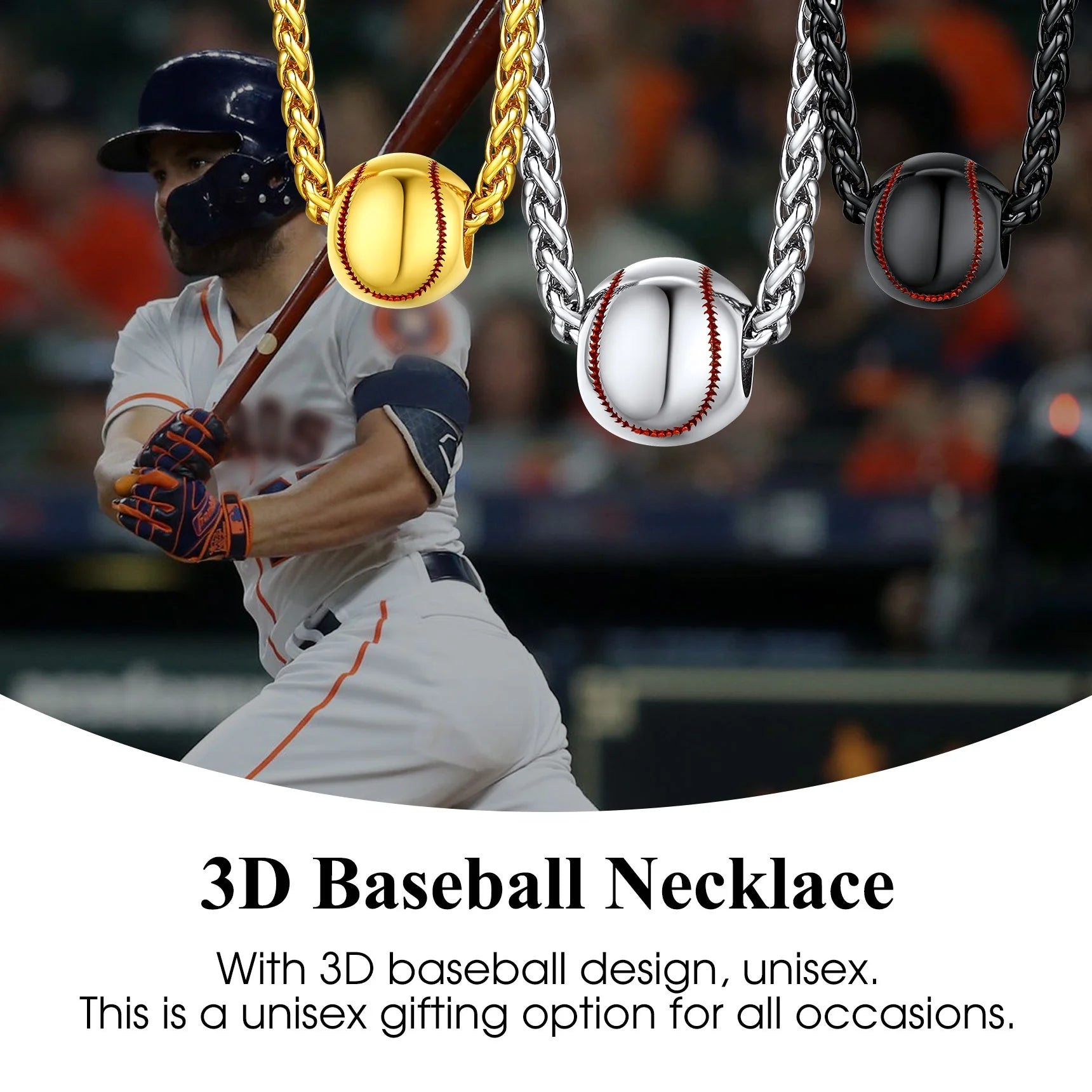 Baseball Necklace – 3D Ball Pendant Necklace for Men | Stainless Steel Sports Jewelry for Fans & Players | Gift for Baseball Lovers