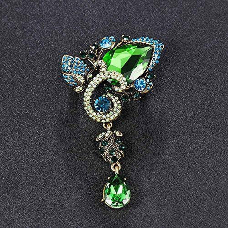 Ezing 4-Piece Large Rhinestone Crystal Brooch Set – Fashion Green Statement Pins