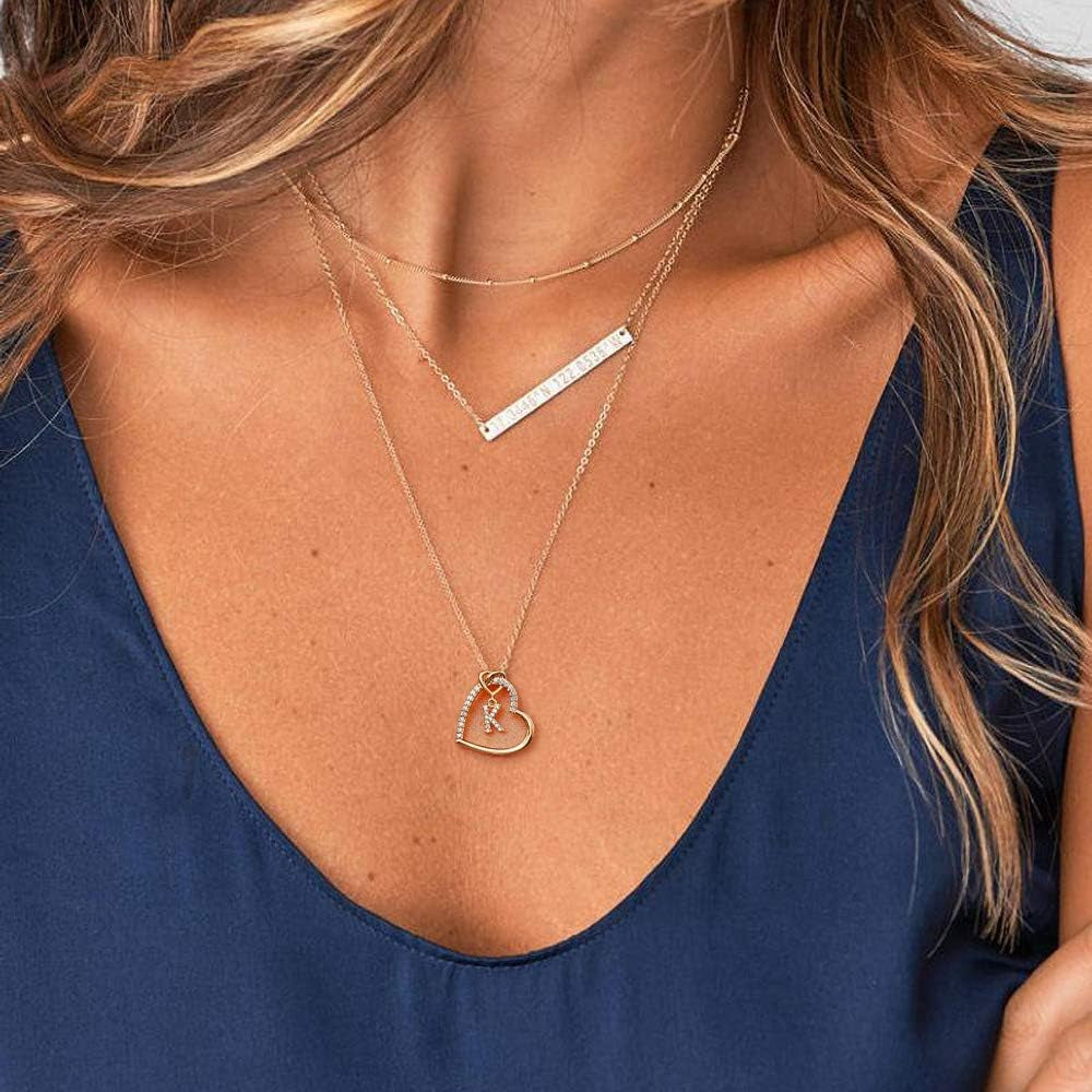 14K Gold Plated Heart Initial Necklace – Dainty Cubic Zirconia Pendant for Girls, Teens & Women (A–Z)