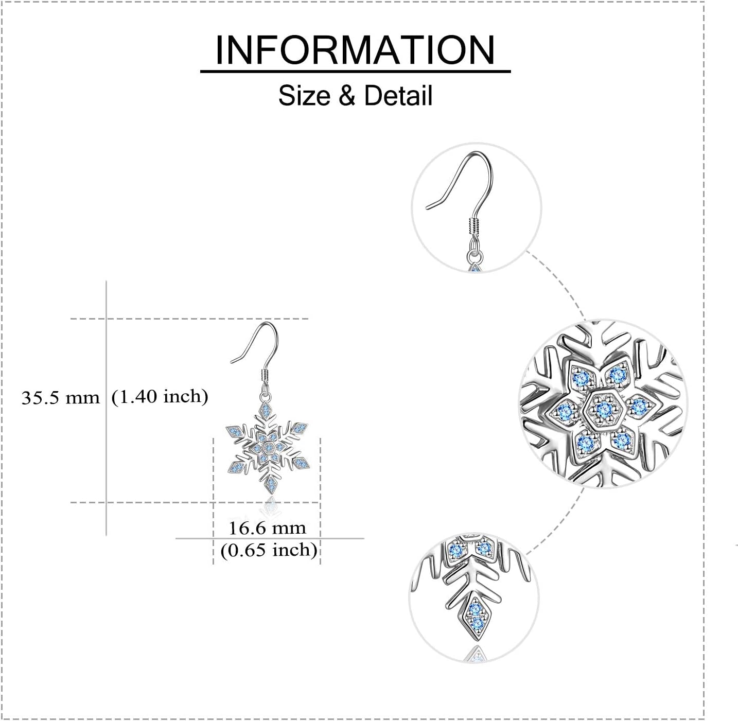 ❄️ Sterling Silver Snowflake Dangle Drop Earrings for Women Elegant Christmas Jewelry Gifts – Perfect Holiday Accessory