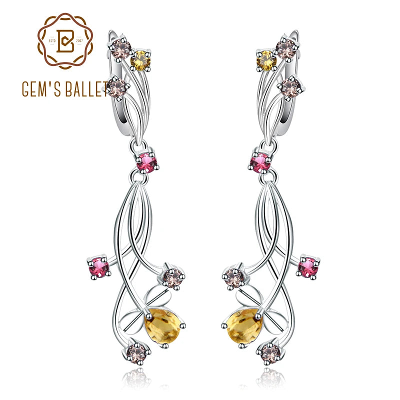 Flower Design 3.89T Natural Sky Blue Topaz Gemstone Drop Earrings – 925 Sterling Silver Bridal Wedding Jewelry