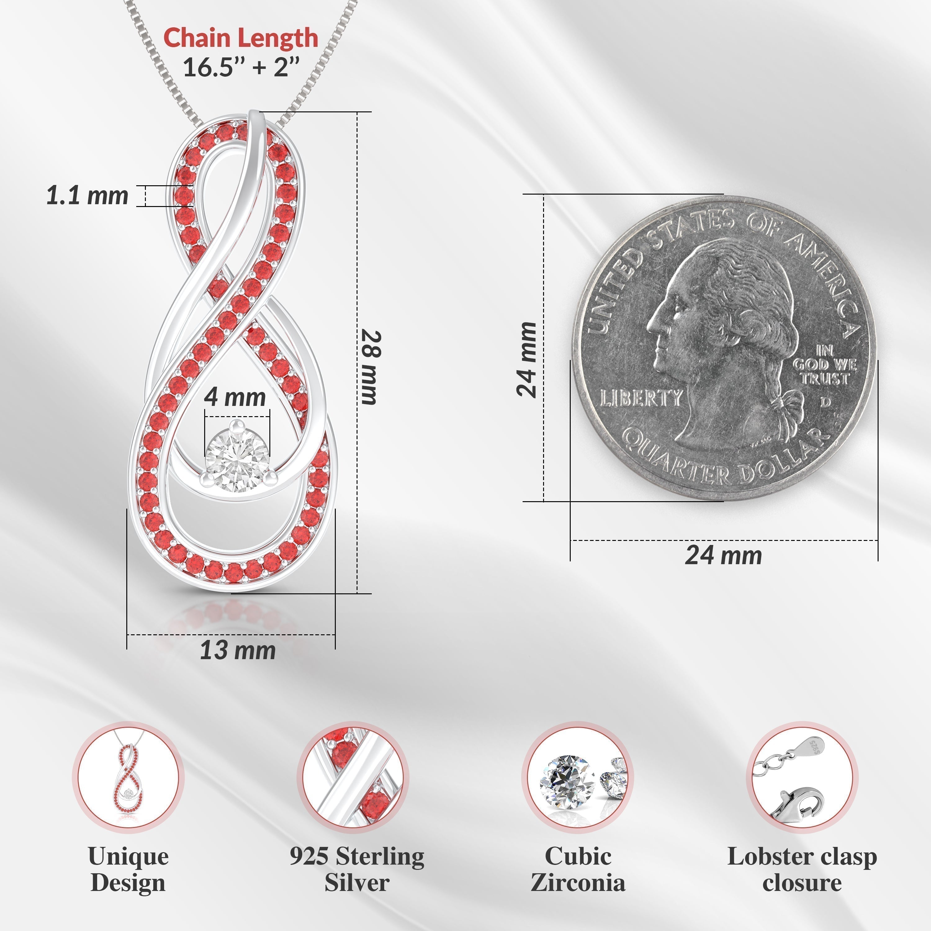 September Birthstone Necklace – Sapphire Blue Infinity Pendant Necklace | Elegant Jewelry Gift for Women