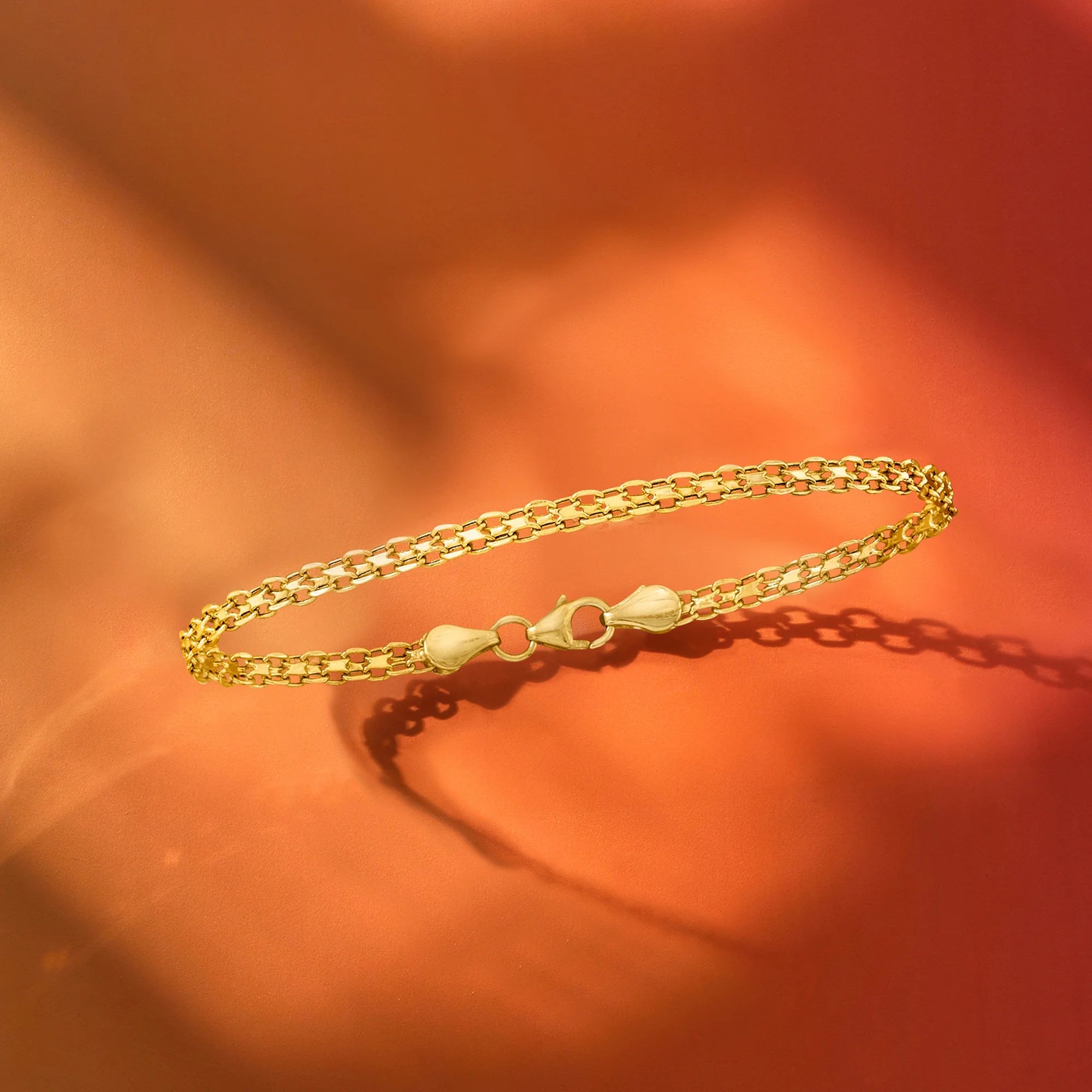 Pure Collection Italian 14K Yellow Gold Bismark-Link Bracelet for Women