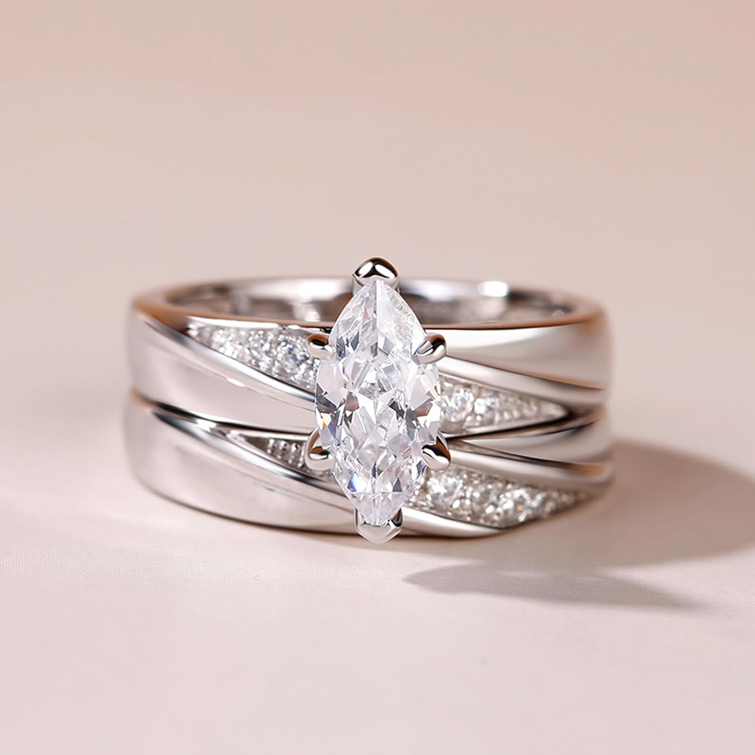 Bridal Wedding & Engagement Ring Set for Women – 925 Sterling Silver with 1.6Ct Center Stone + 0.32Ct Side Accents