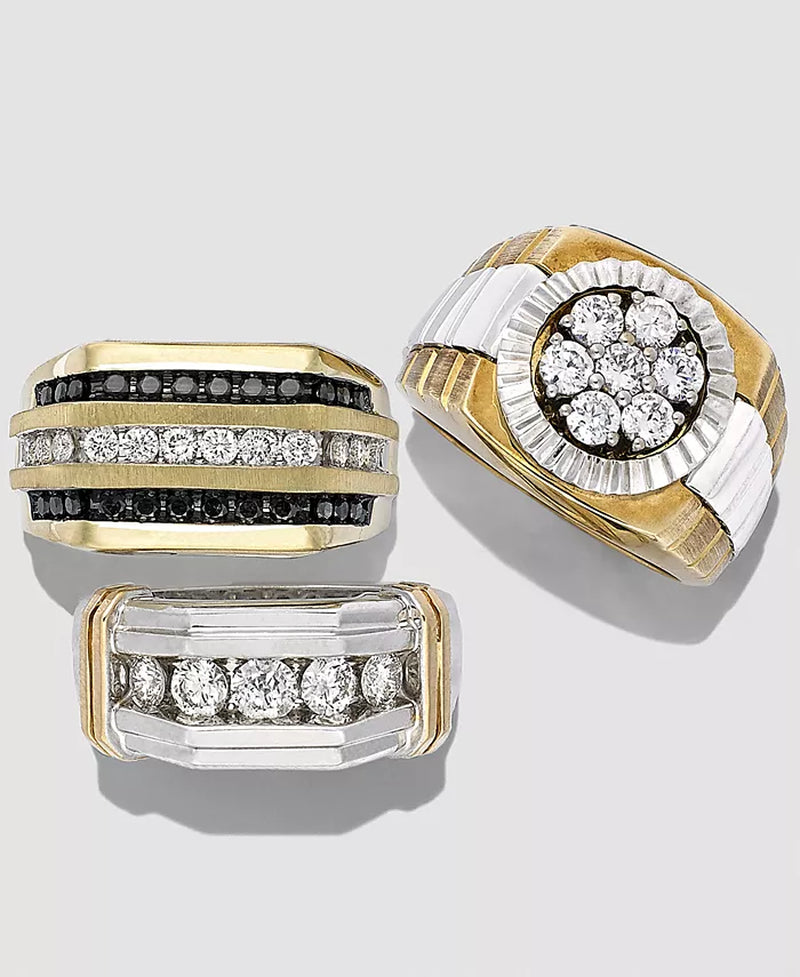💎 Men’s 1 Ct. T.W. Diamond Ring in 10K White & Yellow Gold – Bold Brilliance, Timeless Strength