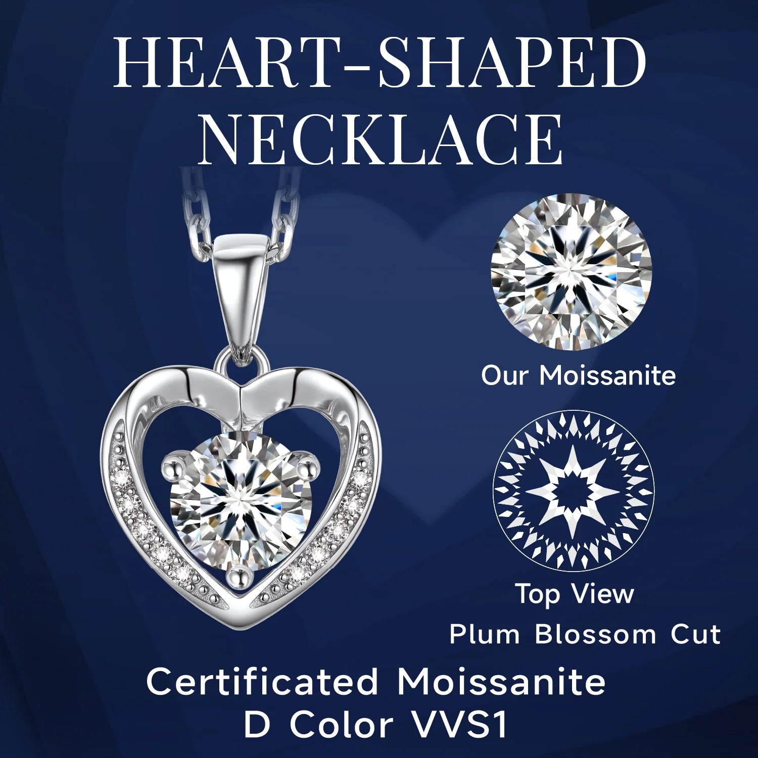 ๐ 1 Carat Moissanite Heart Pendant Necklace for Women โ 925 Sterling Silver Romantic Jewelry Gift for Her