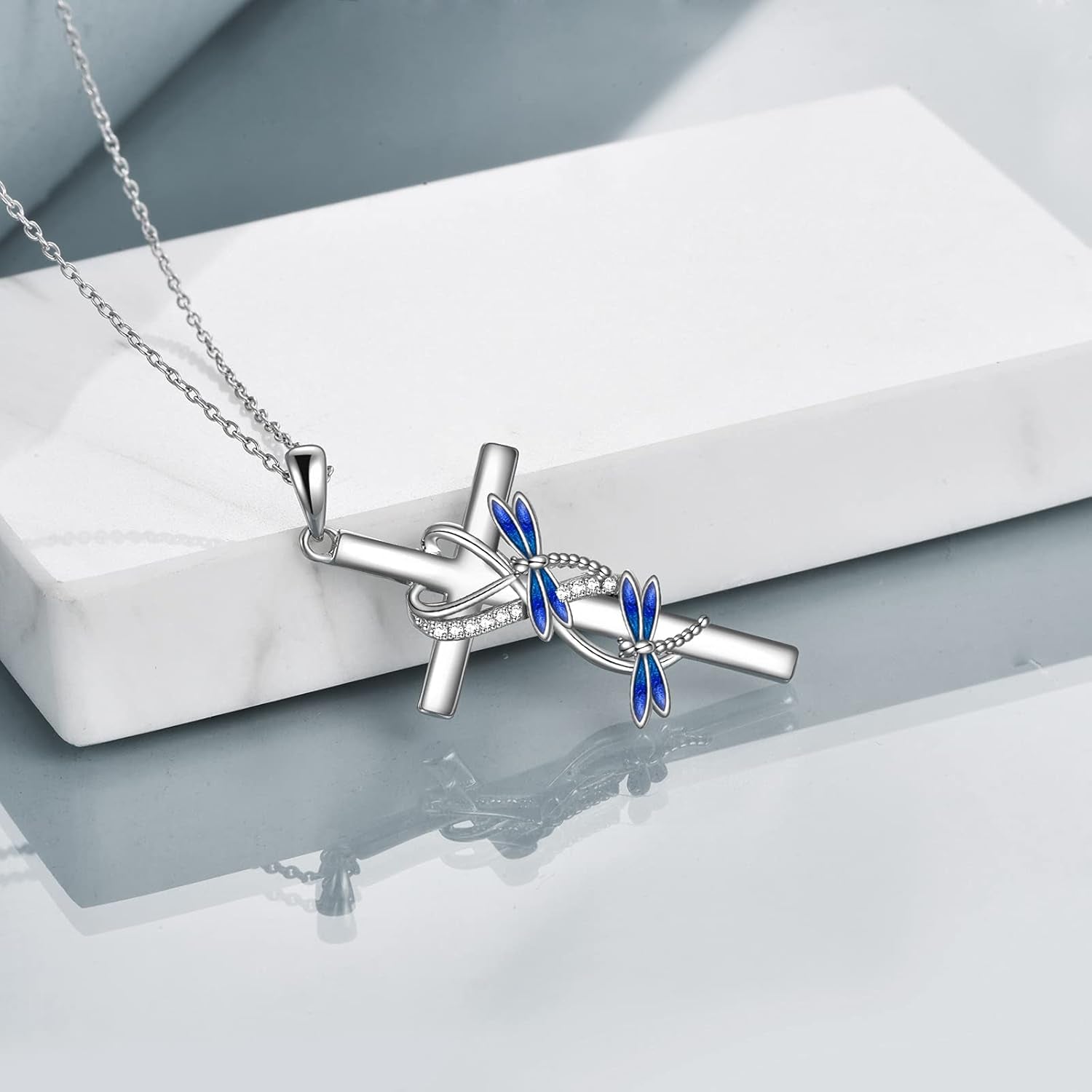 Cross Necklace for Women 925 Sterling Silver Cross Pendant Necklace Animal Jewelry Christmas Gifts for Women Mother Grandma