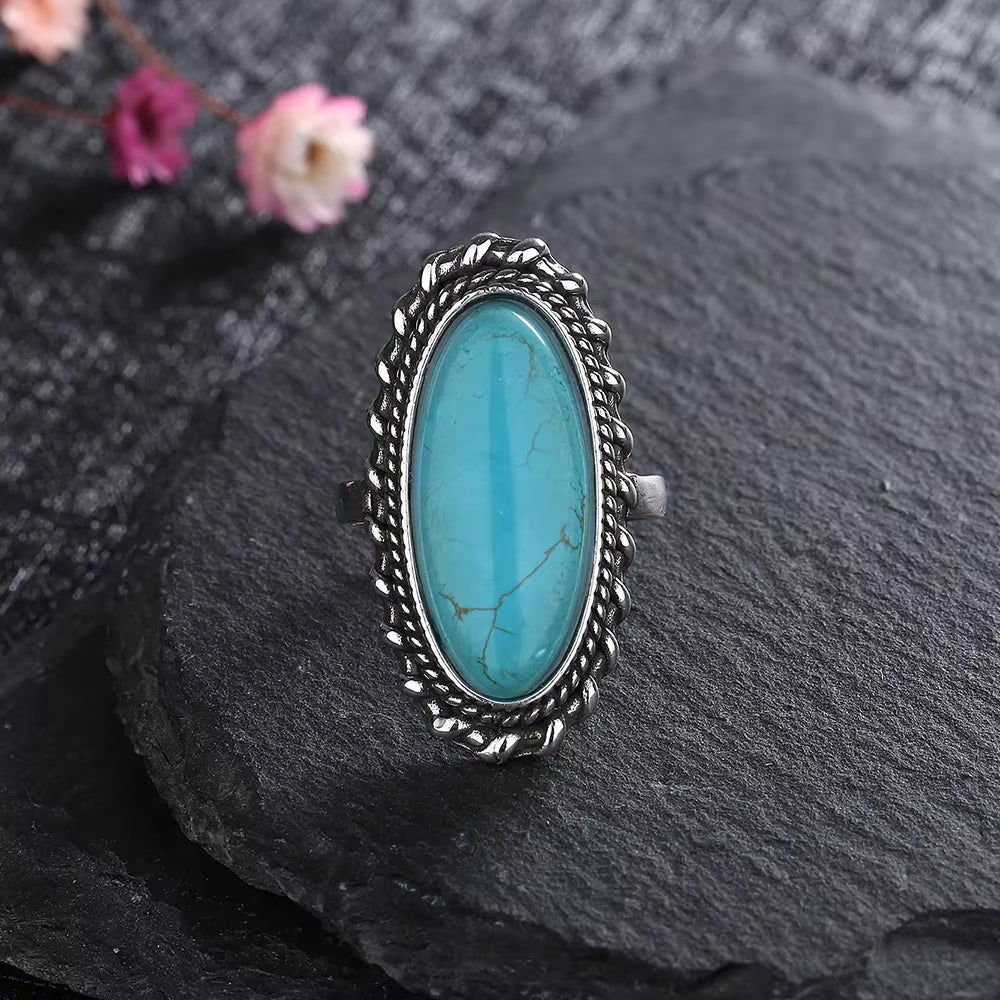 Desert Bloom Turquoise Ring – Bold Statement of Earthy Elegance & Southwestern Charm