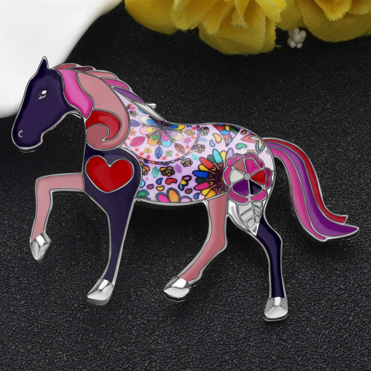 🐎 Enamel Alloy Elegant Horse Brooch Pin for Women